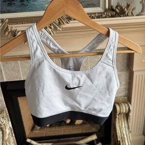 Nike White and Black Sports Bra with Racerback Design